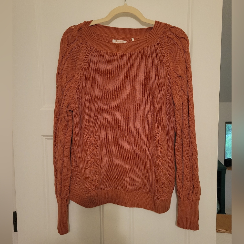 Barbour Orange Cable Knit Sweater